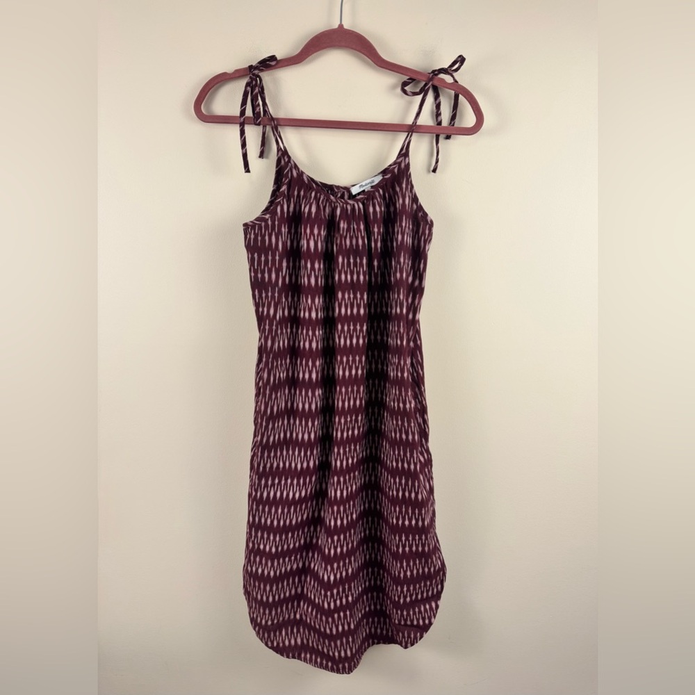Madewell Ikat Tie Strap Maroon Shift Dress